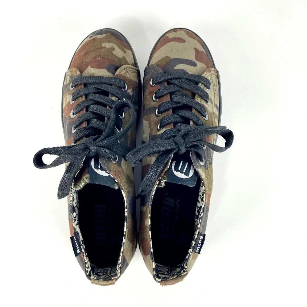 mtng Platform Sneakers Womens 39 Canvas Camouflage 8.5 LKNU Low Top Tennis Shoes